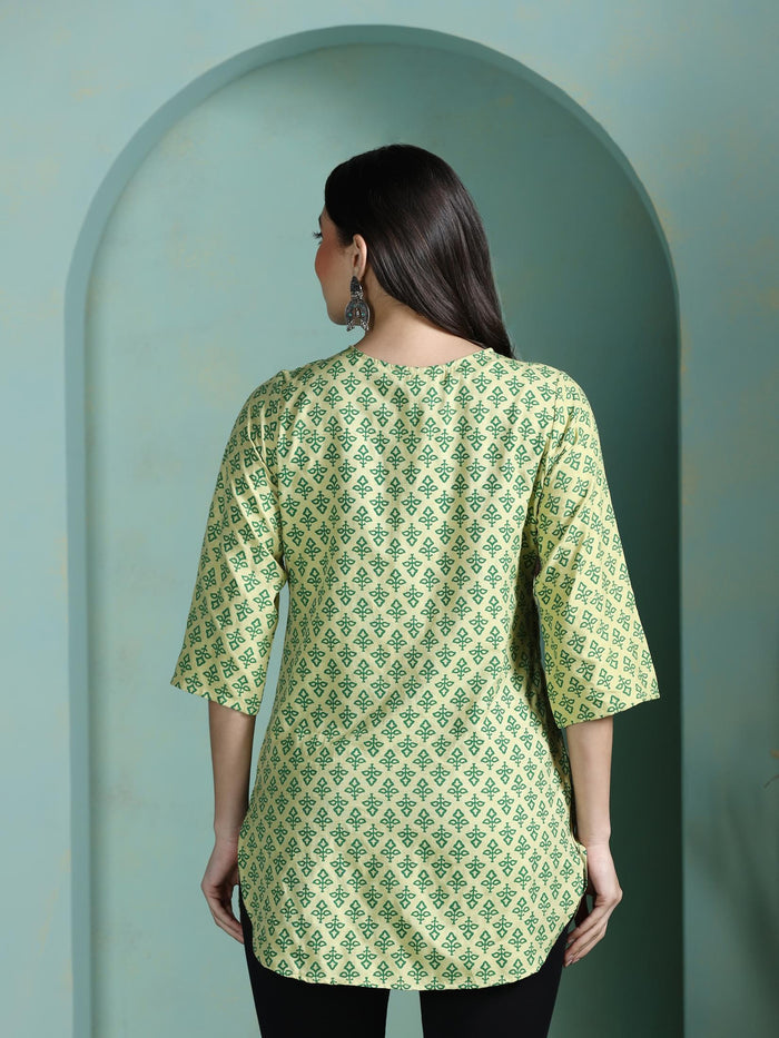 Women Liva Green Printed Tunic.