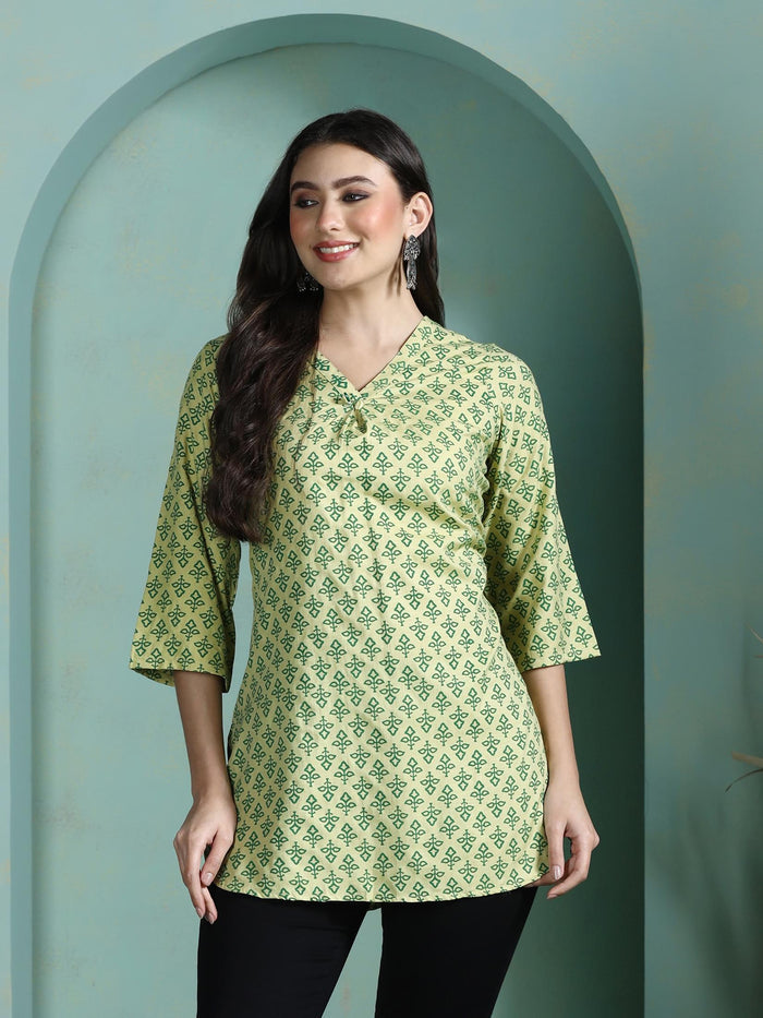 Women Liva Green Printed Tunic.