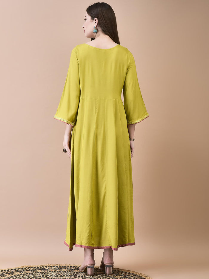 Women Liva Green Solid Dress.