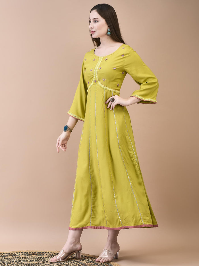 Women Liva Green Solid Dress.
