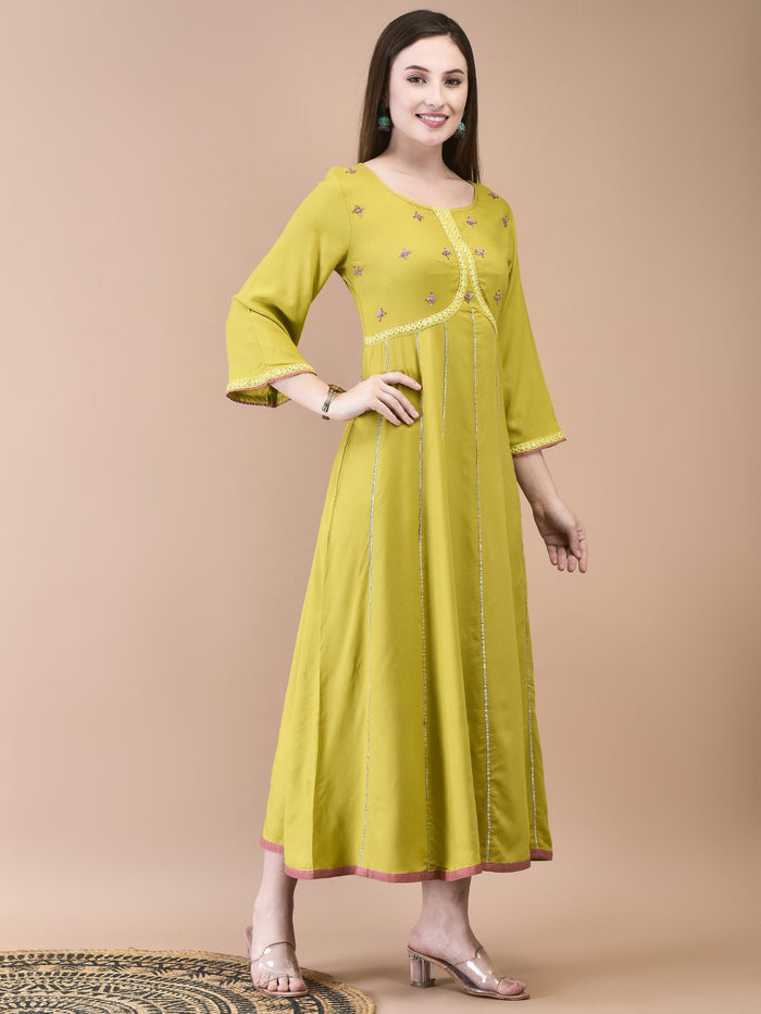 Women Liva Green Solid Dress.