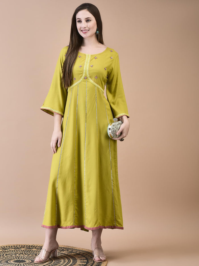 Women Liva Green Solid Dress.