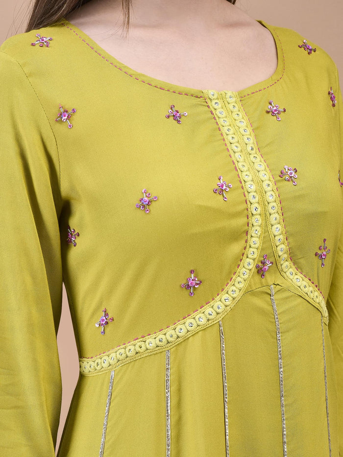 Women Liva Green Solid Dress.