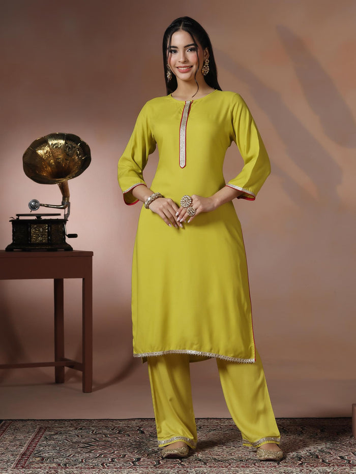 Women Liva Green Solid Kurta Comfort Pant Dupatta.
