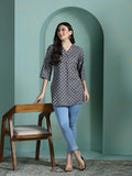 Women Liva Grey Printed Tunic.