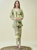 Women Liva Khadi Silk Multicolor Geometric Print Co-Ord Set.
