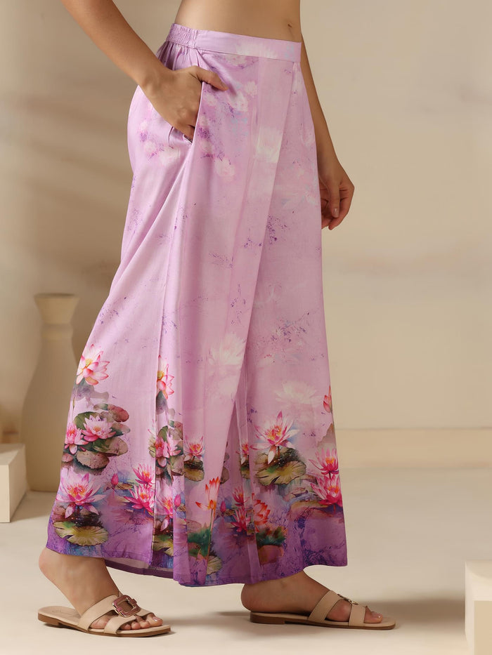 Women Liva Lilac Floral Print Co-Ord Set.