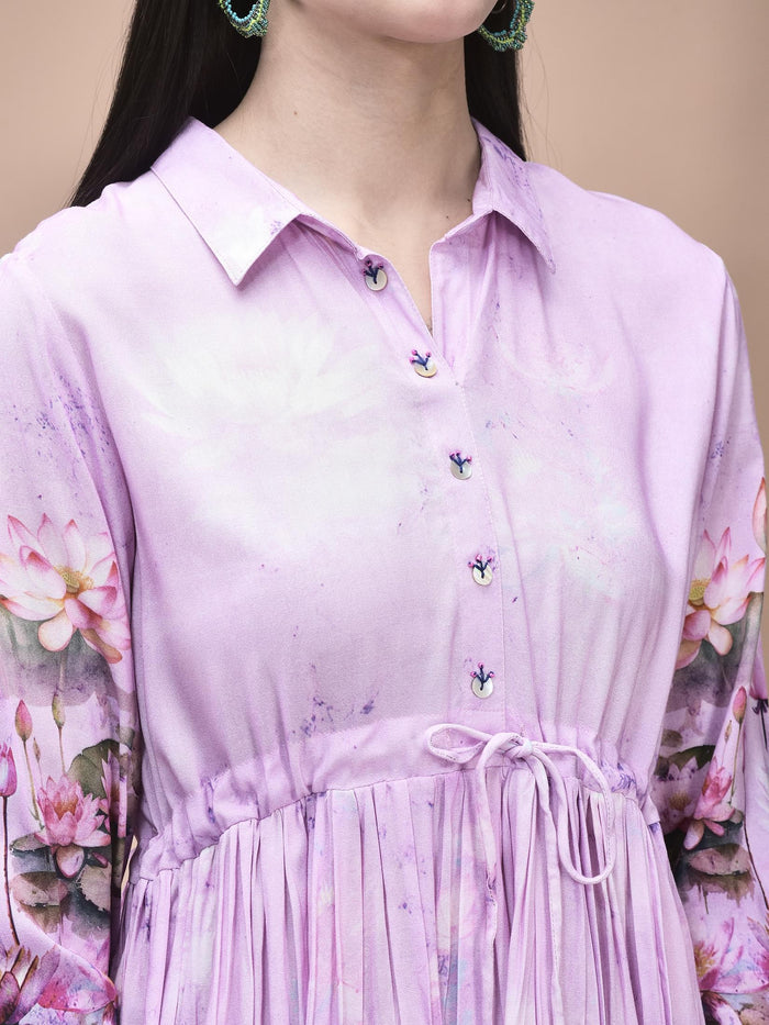 Women Liva Lilac Floral Print Dress.