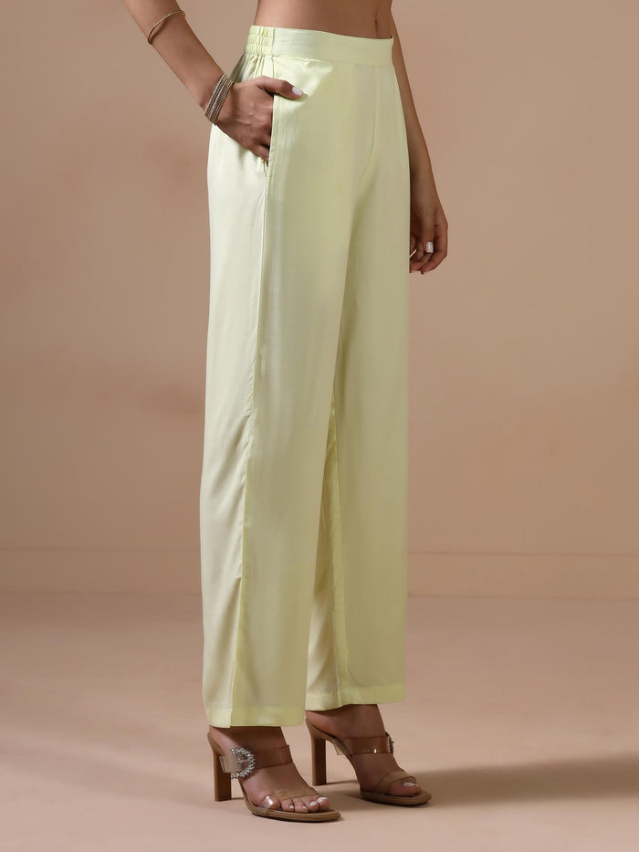 Women Liva Lime Yellow Printed Kurta Comfort Pant Dupatta.