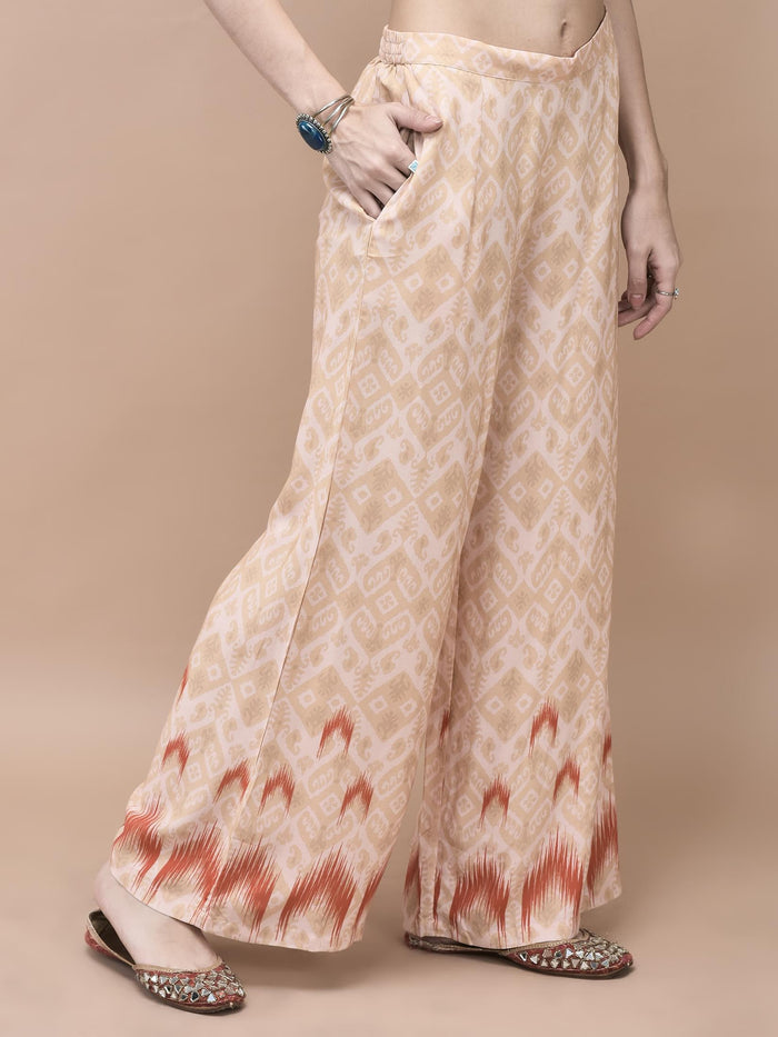 Women Liva Multicolor Ikat Print Co-Ord Set.