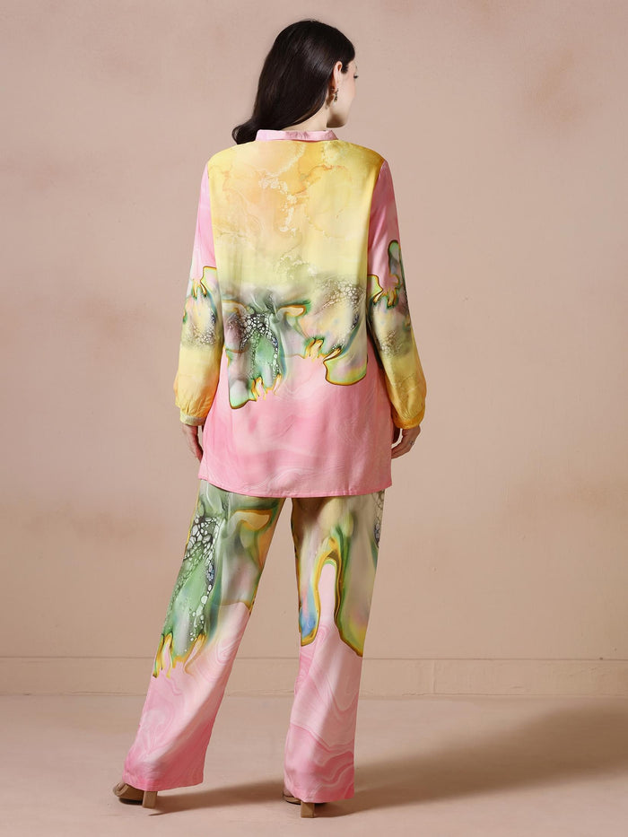 Women Liva Multicolor Printed Co Ord Set.