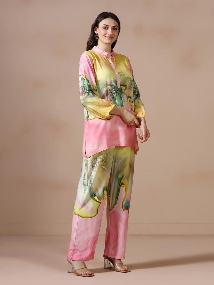 Women Liva Multicolor Printed Co Ord Set.