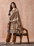 Women Liva Off-white Multicolor Printed Kurta Comfort Pant Dupatta.