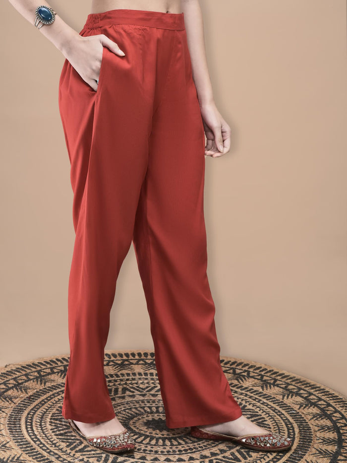 Women Liva Mustard Mughal Print Kurta Comfort Pant Dupatta.