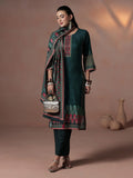 Women Liva Peacock Blue Ornamental Print Kurta Comfort Pant Dupatta.