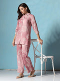 Women Liva Pink Floral Print Co-Ord Set.