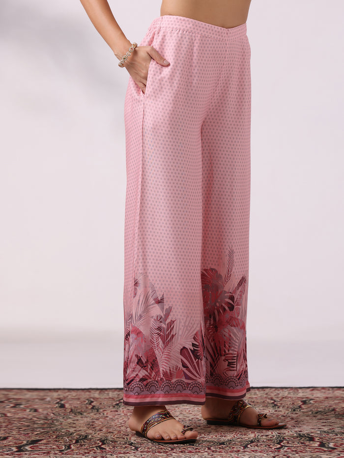 Women Liva Pink Printed Kurta Comfort Pant Dupatta