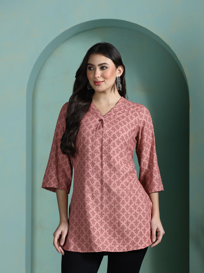 Women Liva Pink Printed Tunic.