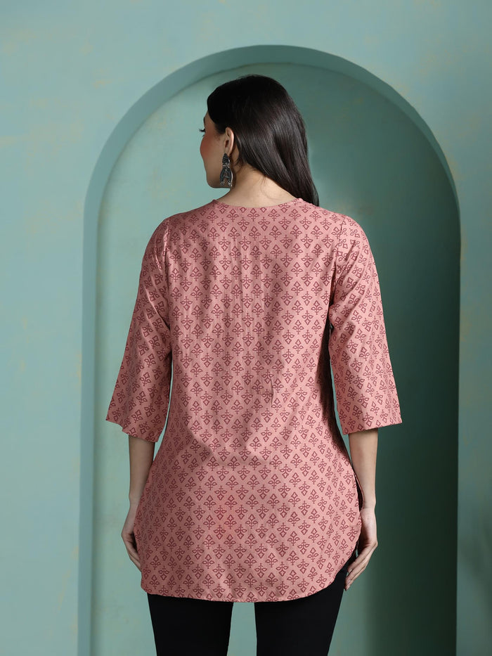 Women Liva Pink Printed Tunic.