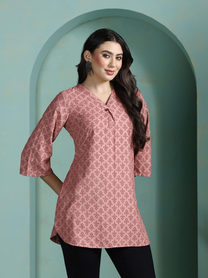 Women Liva Pink Printed Tunic.