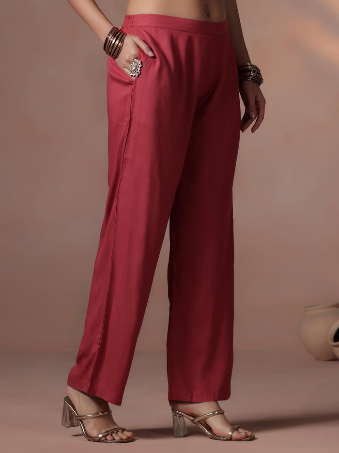 Women Liva Pink Solid Kurta Comfort Pant Dupatta.