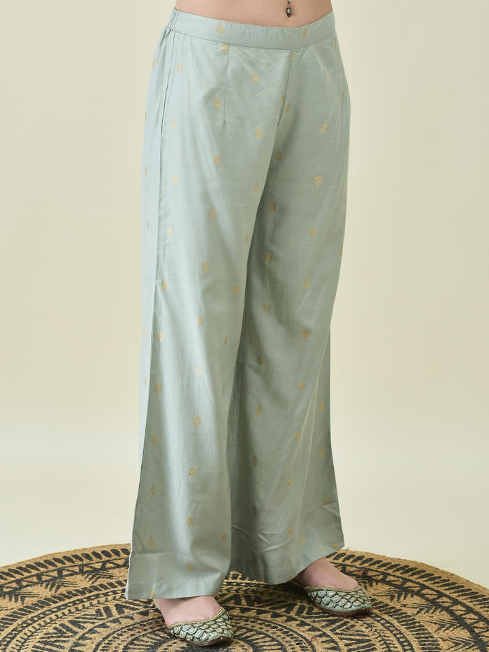 Women Liva Poly Viscose Mustard Solid Kurta Wide Leg Pant Dupatta.