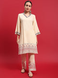 Women Liva Rayon Beige Solid Kurta With Comfort Pant.