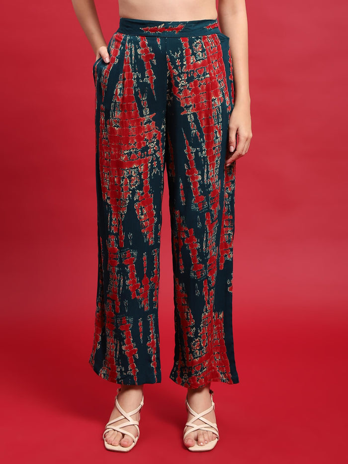 Women Liva Rayon Blue Tie Dye Print Co-Ord Set.