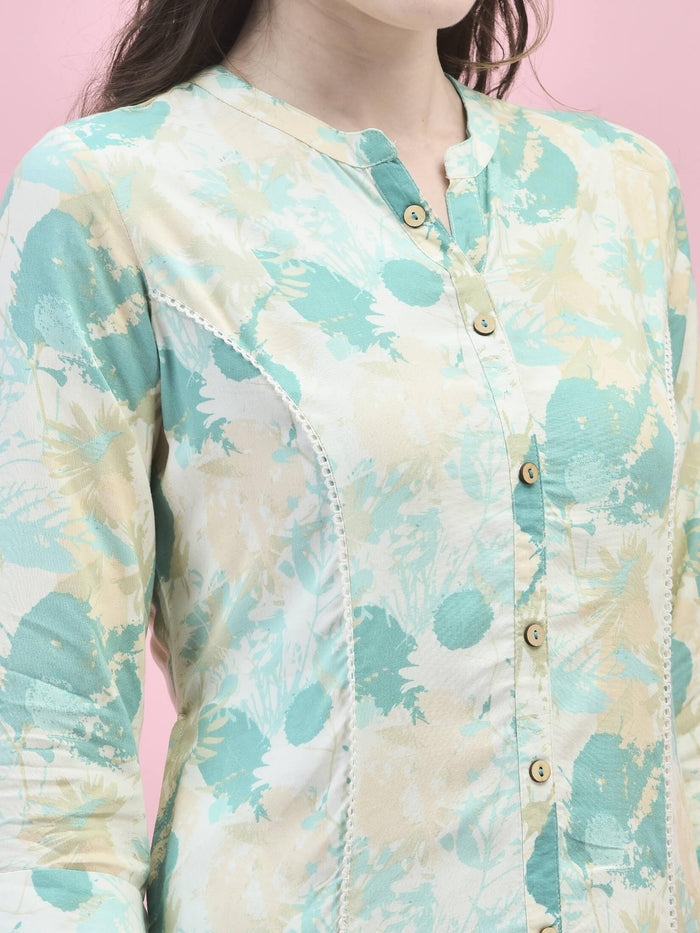 Women Liva Rayon Green Abstract Print Dress.