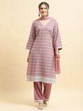 Women Liva Rayon Lilac Embroidered Kurta Comfort Pant Dupatta.