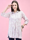 Women Liva (Rayon) Lilac Floral Print Tunic.