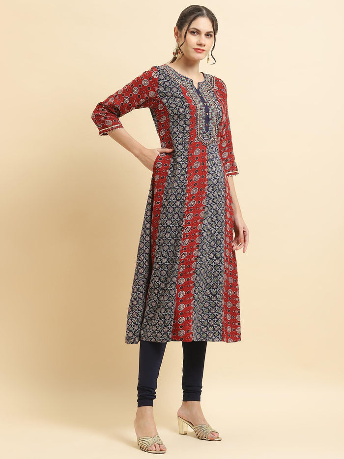 Women Liva Rayon Maroon Embroidered Dress With Dupatta.