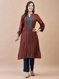 Women Liva Rayon Maroon Printed Kurta.