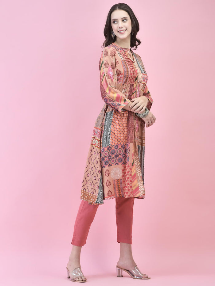 Women Liva Rayon Multicolor Floral Print Kurta.