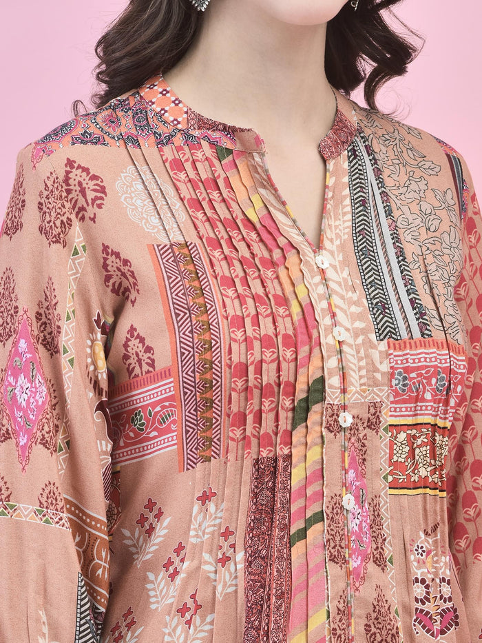 Women Liva Rayon Multicolor Floral Print Kurta.
