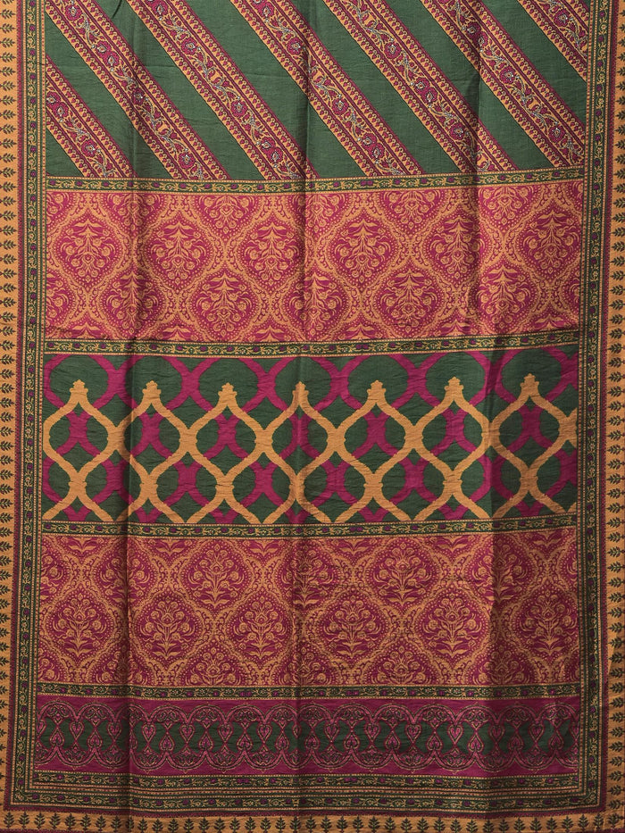 Women Liva (Rayon) Multicolor Mughal Print Dress With Chanderi Dupatta.