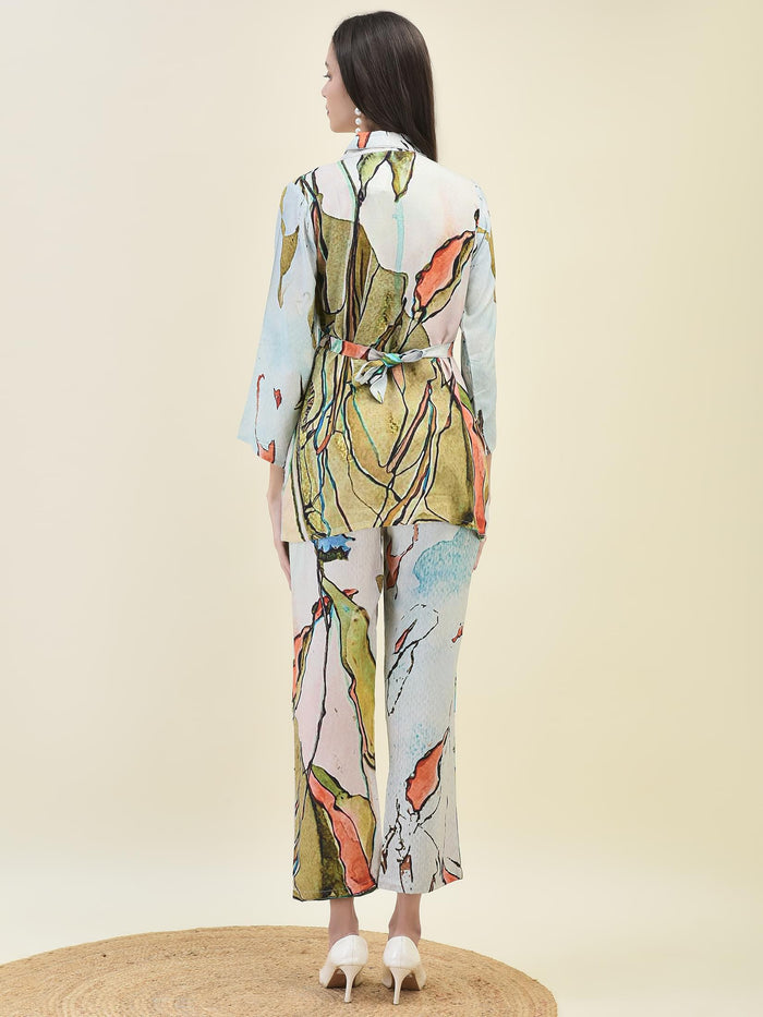 Women Liva Rayon Multicolor Printed Co-Ord Set.