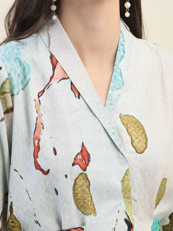 Women Liva Rayon Multicolor Printed Co-Ord Set.