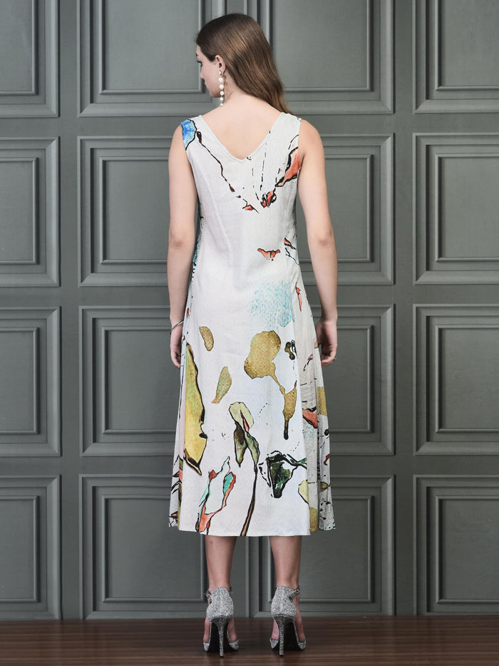 Women Liva (Rayon) Multicolor Printed Dress.