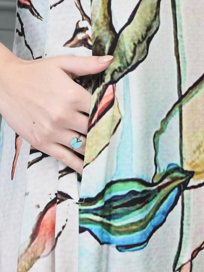 Women Liva (Rayon) Multicolor Printed Dress.