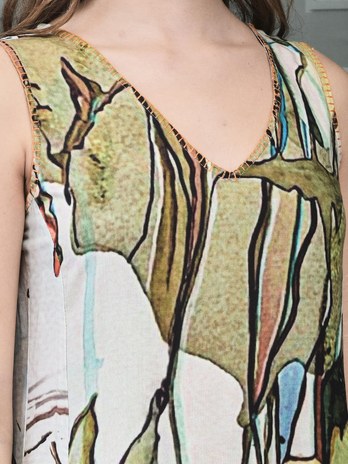 Women Liva (Rayon) Multicolor Printed Dress.