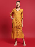 Women Liva Rayon Mustard Solid Dress.