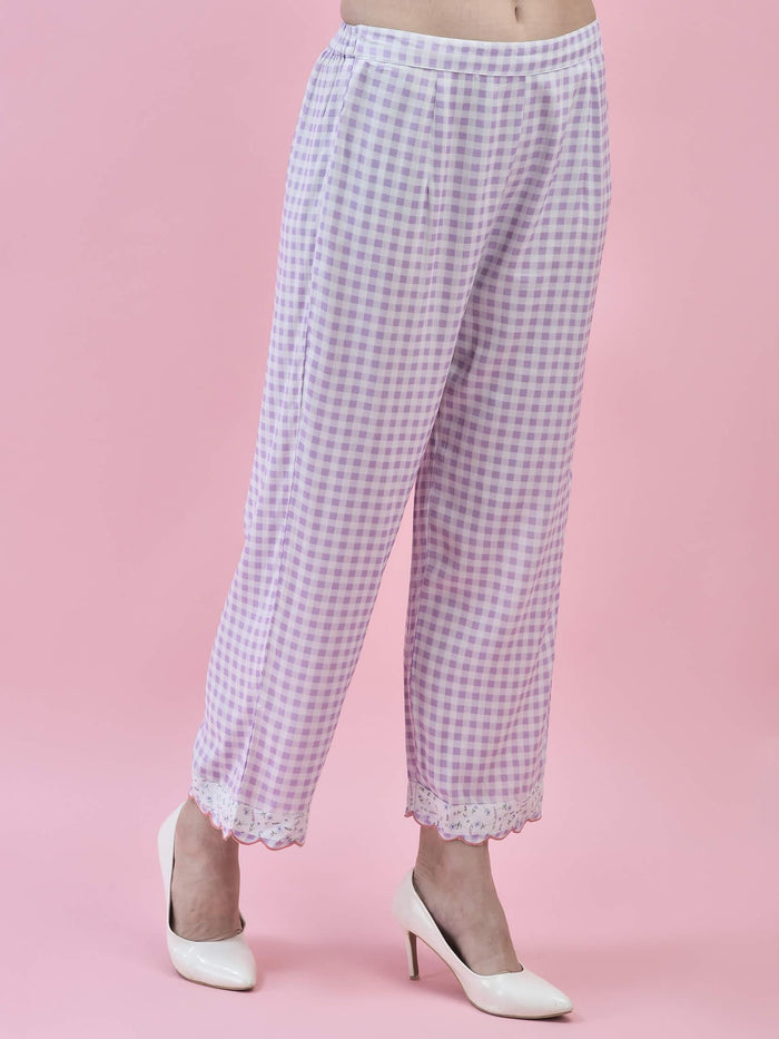Women Liva Rayon White Floral Print Kurta Comfort Pant Scarf.