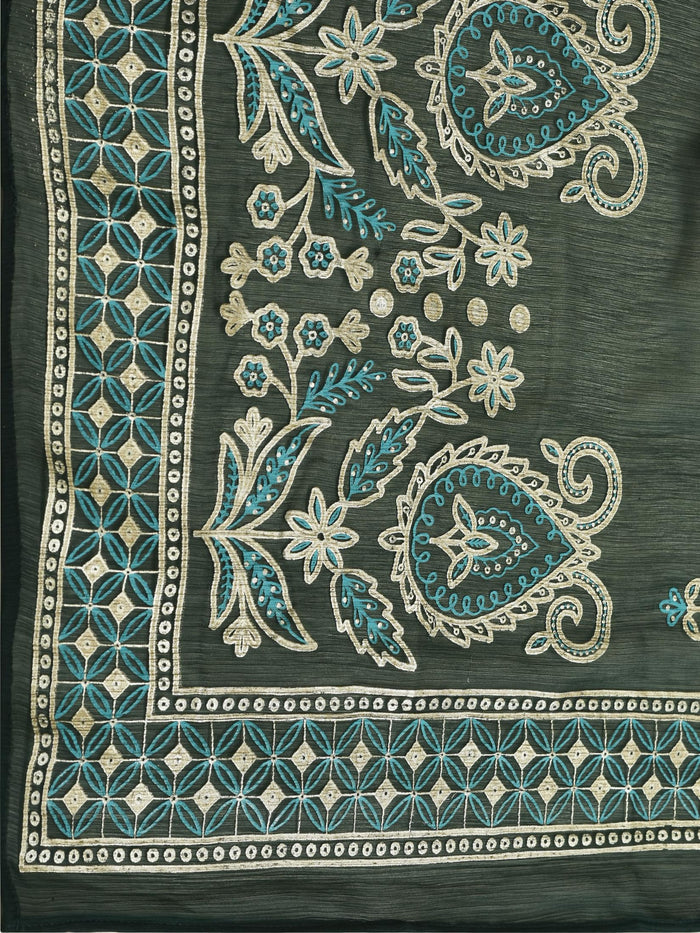 Women Liva Samaira Green Ornamental Print Dress With Dupatta.