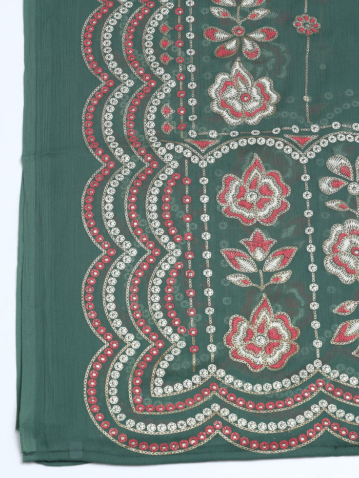 Women Liva Viscose Pink Embroidered Kurta Comfort Pant Dupatta.