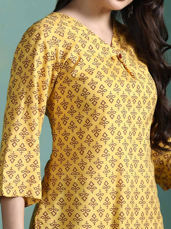 Women Liva Yellow Printed Tunic.