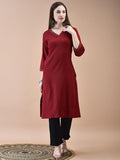 Women Lycra Viscose Maroon Solid Kurta.