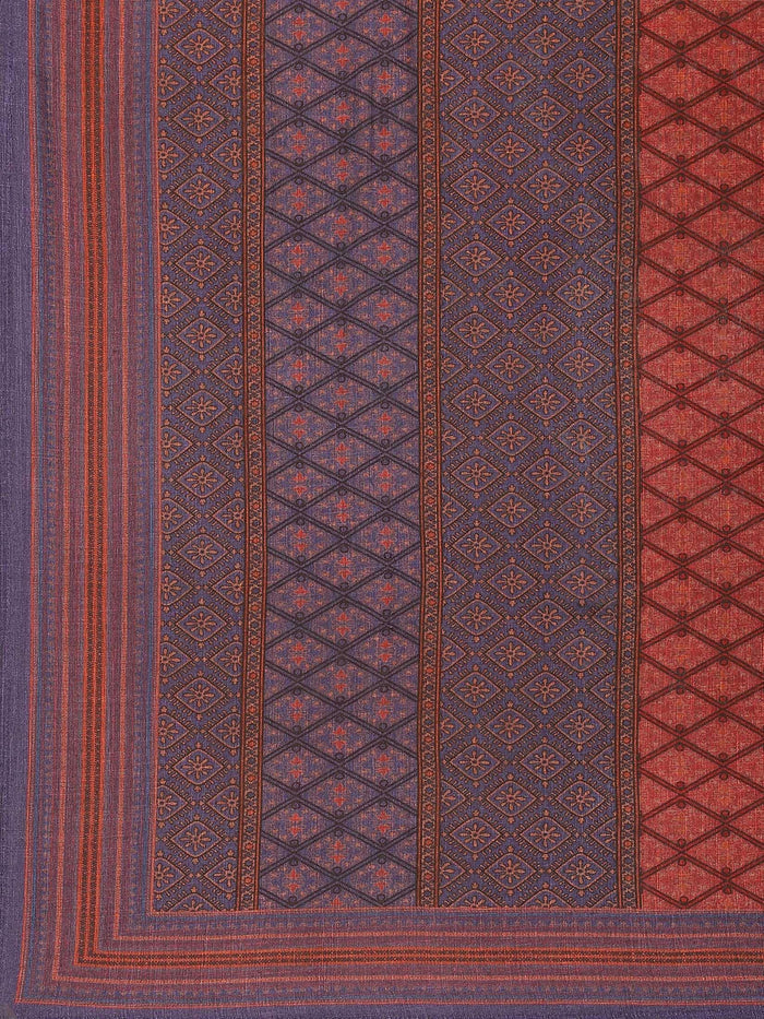 Women Maroon Aztec Print Kurta Trouser Dupatta.