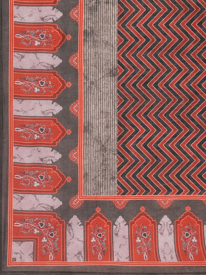 Women Maroon Geometric Print Kurta Comfort Pant Dupatta.