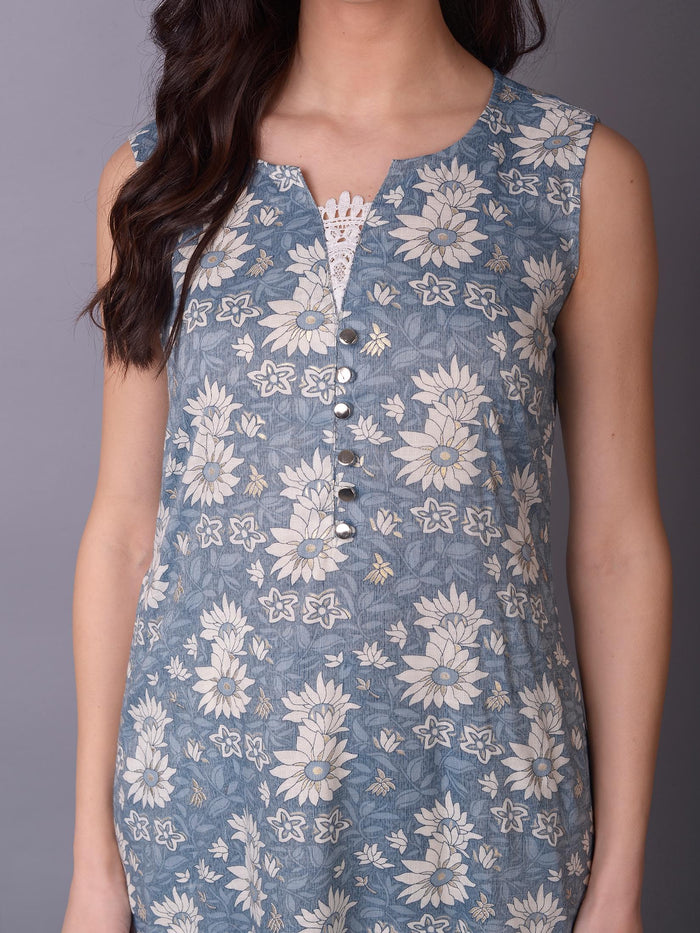Women Metallic Floral Printed Kurta.
